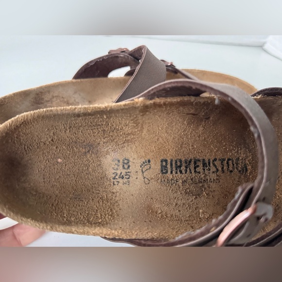 Birkenstock Mayari Toe Loop Brown Leather Slip On Sandals shoes Women’s Size 38 - Picture 9 of 11